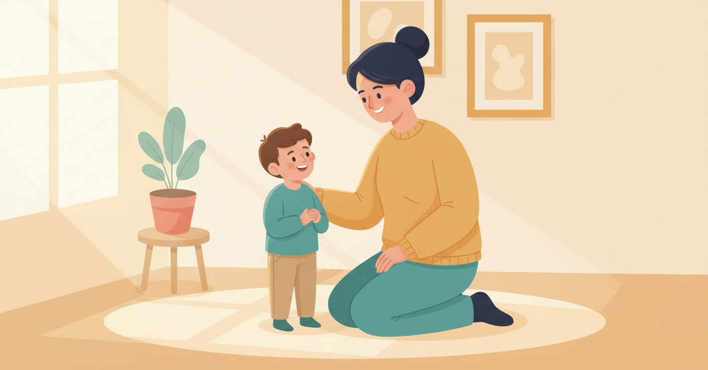 Parent speaking warmly with their child
