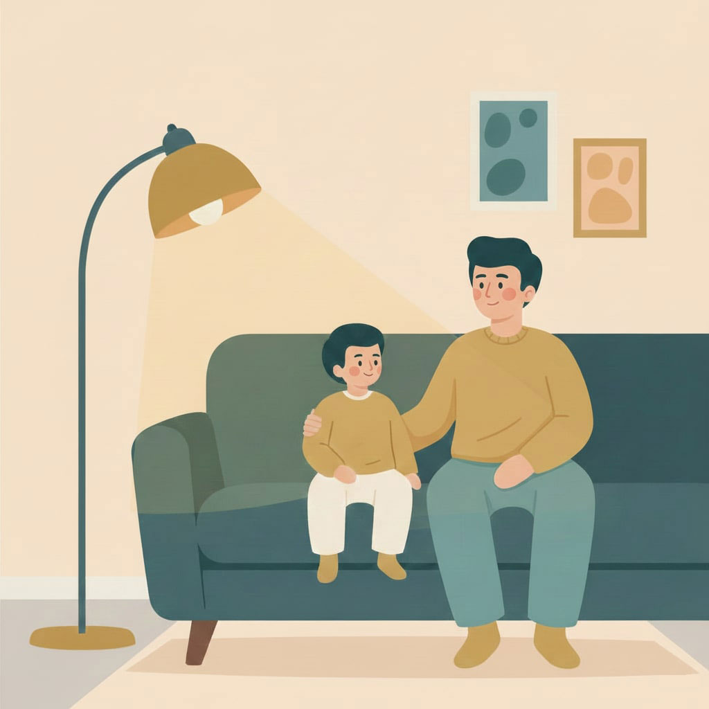 Parent calm on couch