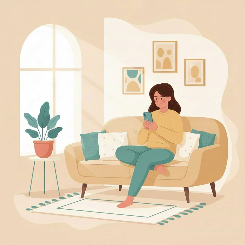 Parent opening the app and answering a few simple questions