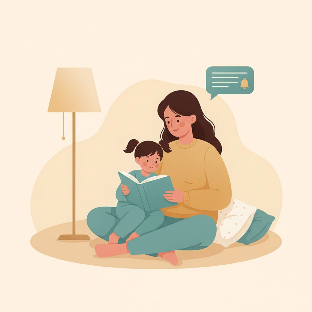 Parent receiving calm, speakable guidance for a real moment