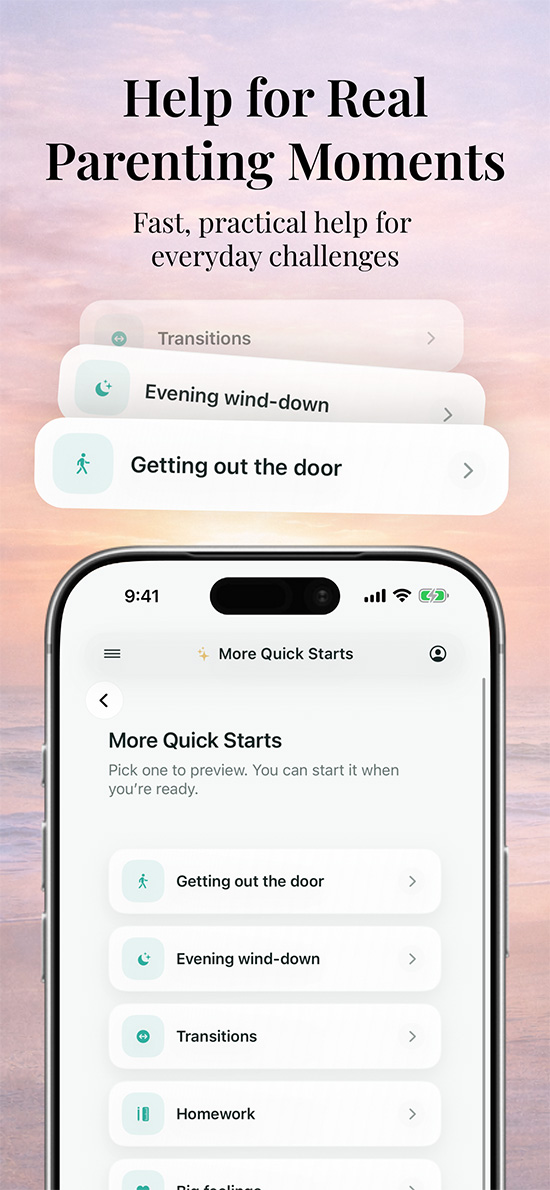 BrightParent day plan screen with clear actions and practical next steps