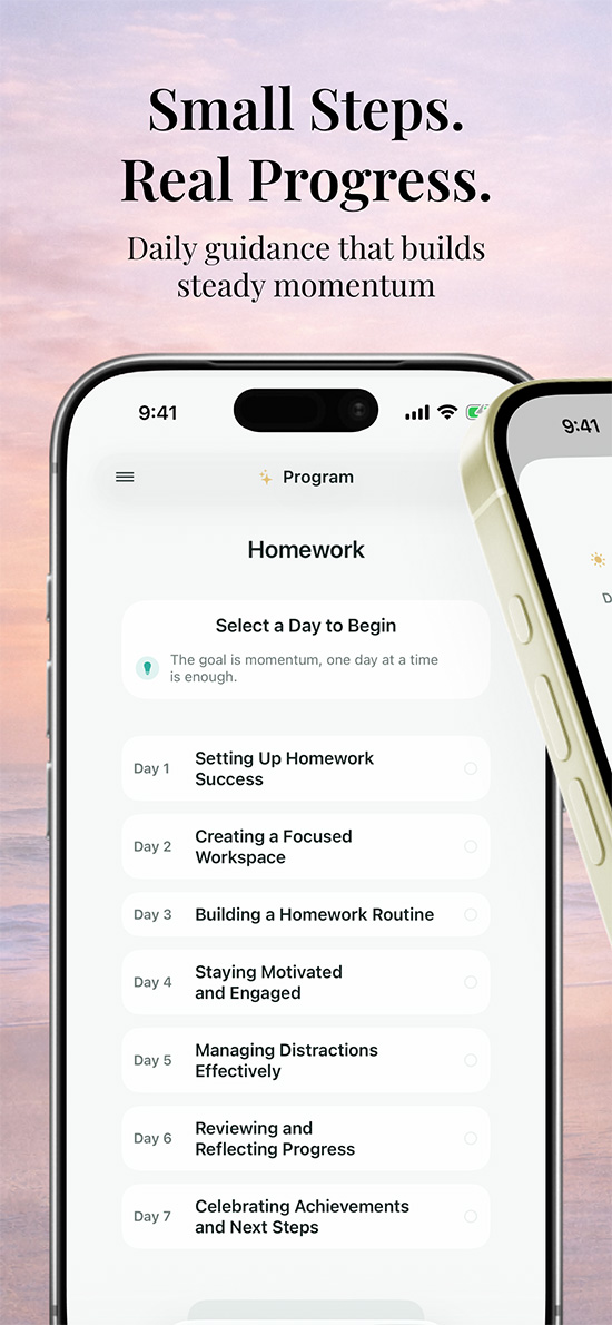 BrightParent brand screen with family imagery and supportive message